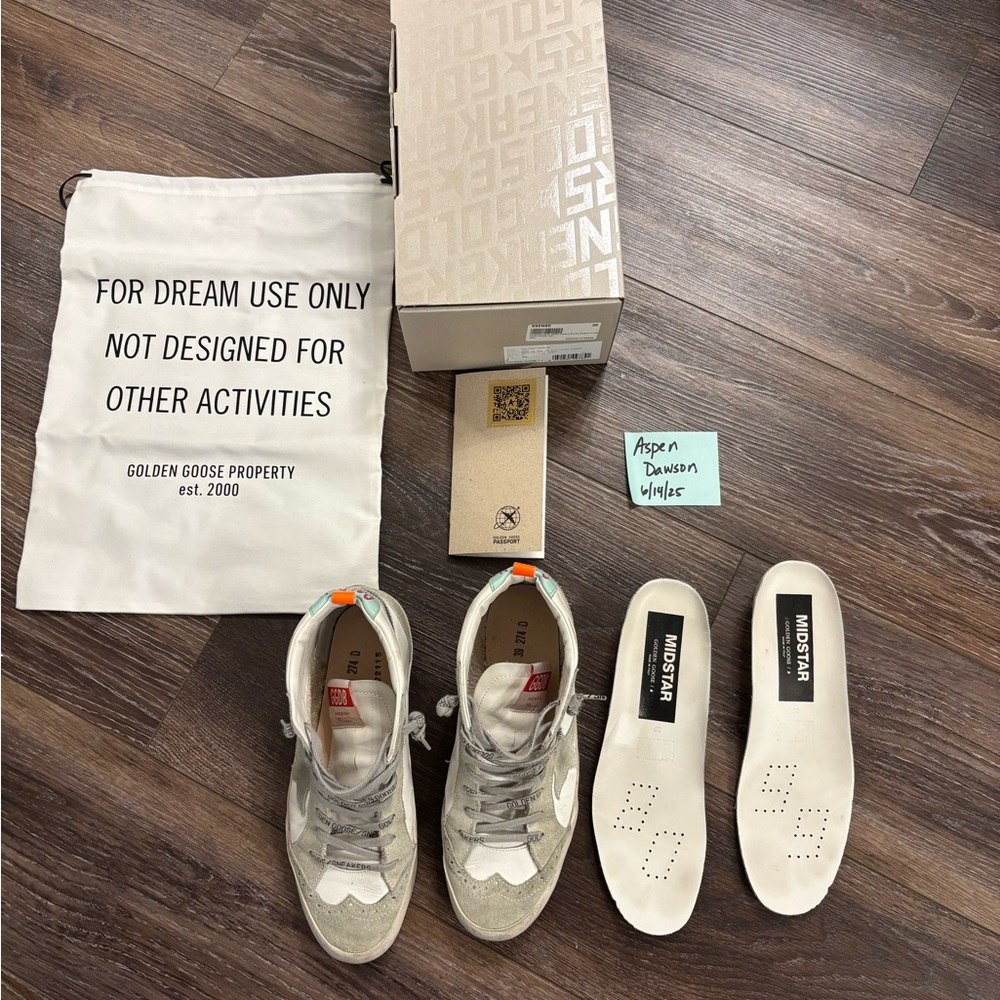 Golden Goose Beige and White Sneakers